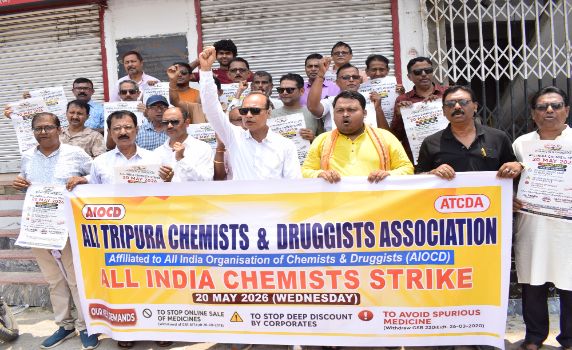 Tripura chemists join nationwide strike.